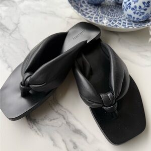 ALLSAINTS Black Leather Women's Puff Sandals 38